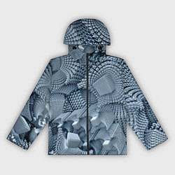 Ветровка с капюшоном женская GEOMETRIC FRACTAL CUBES, цвет: 3D-черный