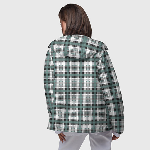 Женская ветровка Серо-зеленый клетчатый узор шотландка / 3D-Черный – фото 4