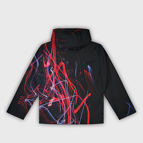 Женская ветровка Неоновые лучи в абстракции - Красный и синий / 3D-Белый – фото 2