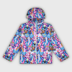 Ветровка с капюшоном женская POPPY PLAYTIME HAGGY WAGGY AND KISSY MISSY LOVE, цвет: 3D-белый