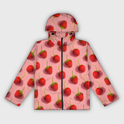 Ветровка с капюшоном женская Strawberry Pattern, цвет: 3D-черный