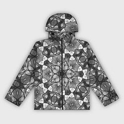 Ветровка с капюшоном женская Черно-белый геометрический мозаичный узор, цвет: 3D-черный