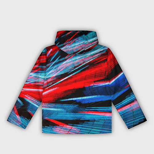 Женская ветровка Неоновые прерывающиеся линии - Красный и голубой / 3D-Белый – фото 2