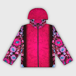 Ветровка с капюшоном женская Розовый в цветах, цвет: 3D-черный