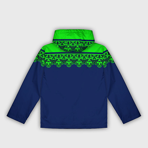 Женская ветровка Green Lace Зеленое кружево на темном синем фоне / 3D-Белый – фото 2