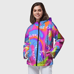 Ветровка с капюшоном женская Барби и Кен паттерн костюм, цвет: 3D-черный — фото 2