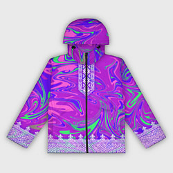 Ветровка с капюшоном женская Славянская рубаха с разводами, цвет: 3D-черный