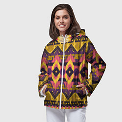 Ветровка с капюшоном женская Африканский узор орнамент из шерсти Africa Wool Pa, цвет: 3D-белый — фото 2