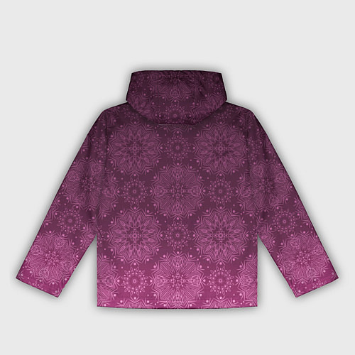 Женская ветровка Ажурный орнамент на бордовом градиентном фоне / 3D-Черный – фото 2