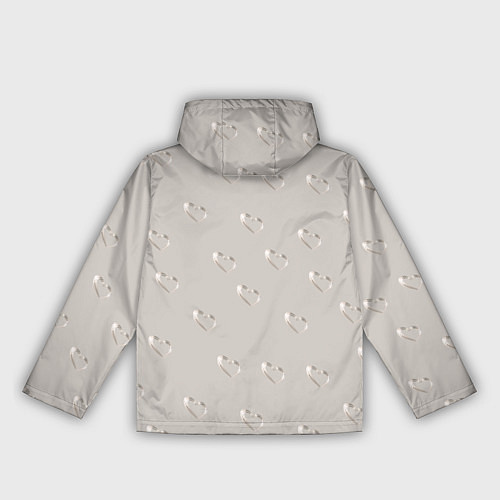 Женская ветровка Серебряные сердечки на сером фоне / 3D-Черный – фото 2