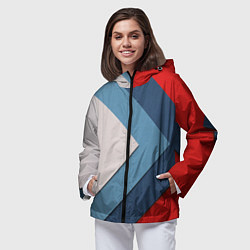 Ветровка с капюшоном женская Абстрактная геометрия - Синий, цвет: 3D-черный — фото 2