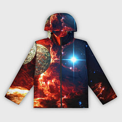 Ветровка с капюшоном женская Яркая звезда в космическом пространстве, цвет: 3D-черный