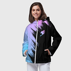 Ветровка с капюшоном женская Хвост феи - neon, цвет: 3D-белый — фото 2