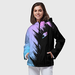Ветровка с капюшоном женская Хвост феи - neon, цвет: 3D-черный — фото 2