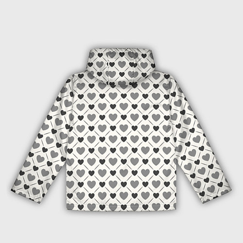 Женская ветровка Сердечки черно-белые паттерн / 3D-Черный – фото 2