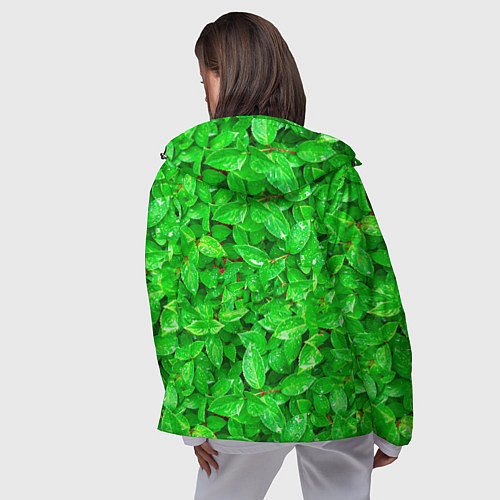 Женская ветровка Зелёные листья - текстура / 3D-Черный – фото 4