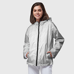 Ветровка с капюшоном женская Газетные точки - текстура, цвет: 3D-черный — фото 2