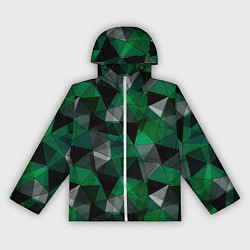 Ветровка с капюшоном женская Зеленый, серый и черный геометрический, цвет: 3D-белый