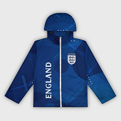 Ветровка с капюшоном женская Сборная Англии Синяя Абстракция, цвет: 3D-белый
