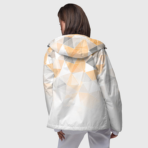 Женская ветровка Однотонный белый и желто-серый геометрический / 3D-Черный – фото 4