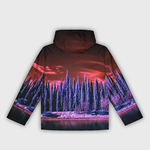 Женская ветровка Абстрактный фиолетовый лес и тёмная река / 3D-Черный – фото 2