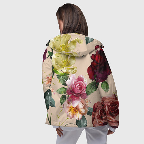 Женская ветровка Цветы Нарисованные Красные Розы и Лилии / 3D-Черный – фото 4