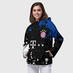 Ветровка с капюшоном женская Bayern munchen Краска, цвет: 3D-черный — фото 2