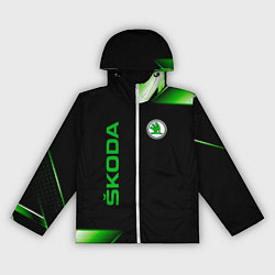 Ветровка с капюшоном женская Skoda Sport Абстракция, цвет: 3D-белый