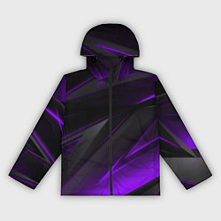 Ветровка с капюшоном женская Черно-фиолетовая геометрическая абстракция, цвет: 3D-черный