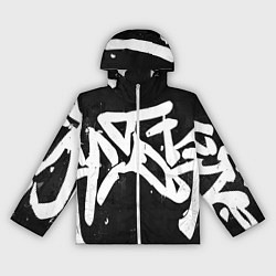 Ветровка с капюшоном женская Иероглифы в стиле граффити, цвет: 3D-белый