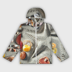 Ветровка с капюшоном женская Звезда из песка, ракушки и две жемчужины, цвет: 3D-белый