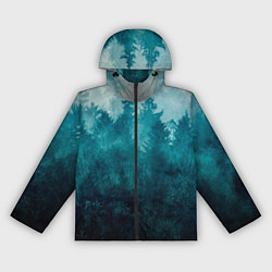 Ветровка с капюшоном женская Темный хвойный лес, цвет: 3D-черный