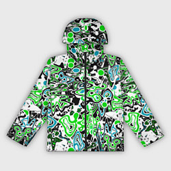 Женская ветровка Зелено-голубой абстрактный узор