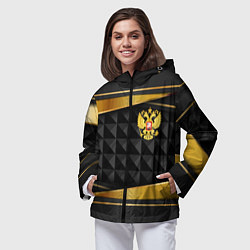 Ветровка с капюшоном женская Gold & black - Russia, цвет: 3D-черный — фото 2