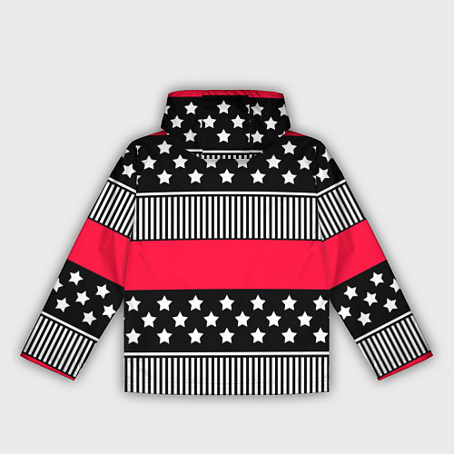 Женская ветровка Red and black pattern with stripes and stars / 3D-Белый – фото 2