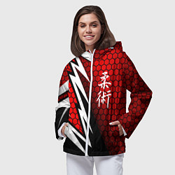 Ветровка с капюшоном женская Джиу - Джитсу : Красная броня, цвет: 3D-белый — фото 2