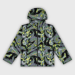 Ветровка с капюшоном женская Черный, серые, желтые каракули, цвет: 3D-черный