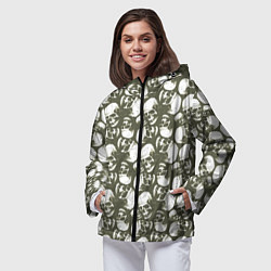 Ветровка с капюшоном женская Череп гранж, цвет: 3D-черный — фото 2