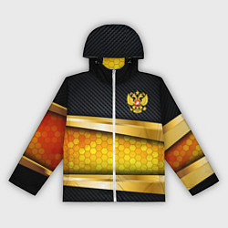 Ветровка с капюшоном женская Black & gold - герб России, цвет: 3D-белый