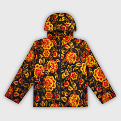 Ветровка с капюшоном женская Хохлома роспись, цвет: 3D-черный