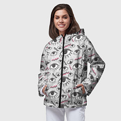 Ветровка с капюшоном женская Глаз с ресницами поп арт, цвет: 3D-черный — фото 2