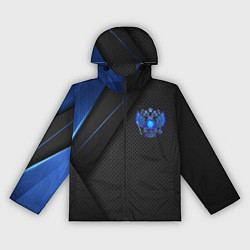 Ветровка с капюшоном женская Черно-синий герб России, цвет: 3D-черный