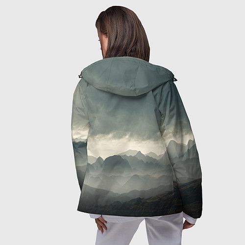 Женская ветровка Пасмурная погода в горах Пейзаж / 3D-Черный – фото 4