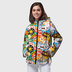 Ветровка с капюшоном женская Skzoo stickers characters, цвет: 3D-черный — фото 2
