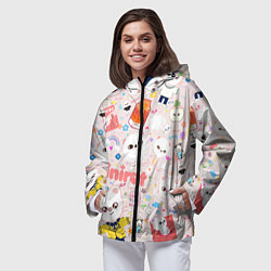 Ветровка с капюшоном женская Skzoo Jinniret pattern cartoon avatar, цвет: 3D-черный — фото 2