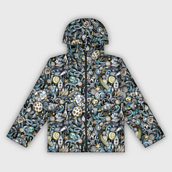 Ветровка с капюшоном женская Космонавт, ракета и планета, цвет: 3D-черный