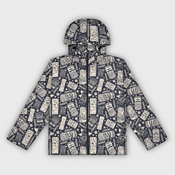 Ветровка с капюшоном женская Маски деревянные, цвет: 3D-черный