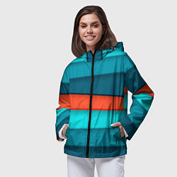 Ветровка с капюшоном женская Геометрические непараллельные пластины, цвет: 3D-черный — фото 2