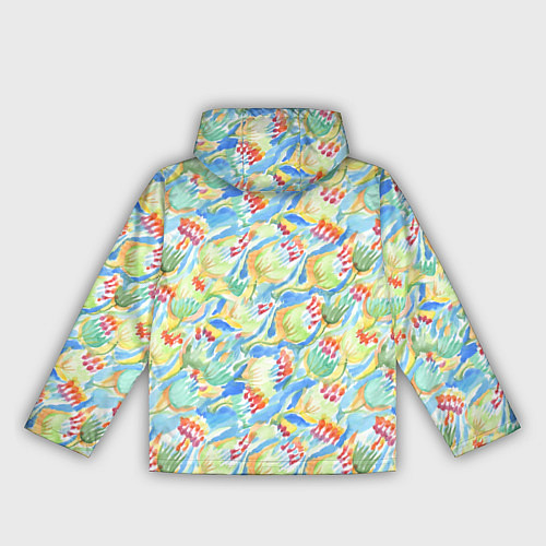 Женская ветровка Акварельный узор с зеленью и красными бутонами / 3D-Черный – фото 2