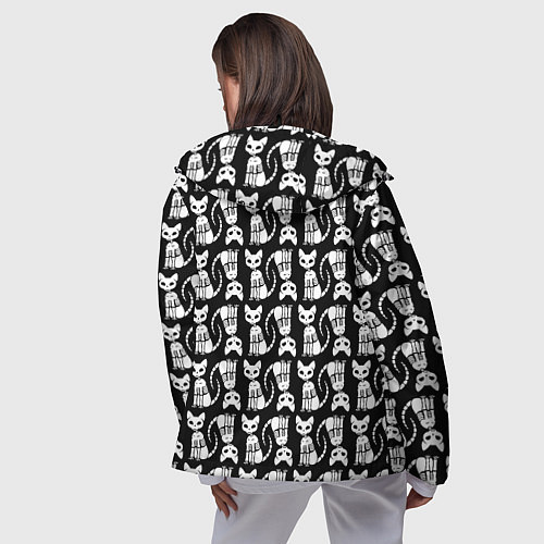 Женская ветровка Скелет кошки - Halloween pattern / 3D-Черный – фото 4